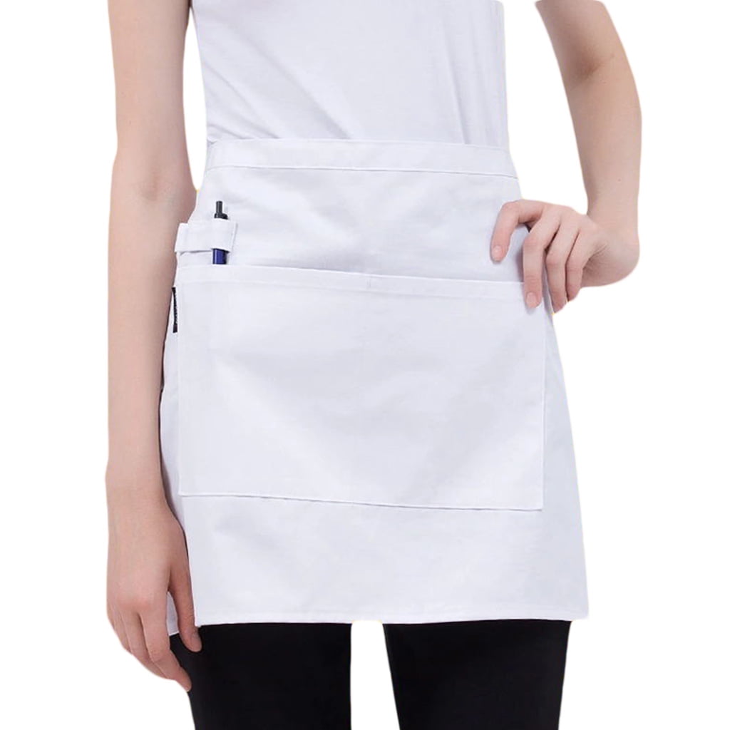 Men Women Kitchen Restaurant Waist Apron Solid Color Half Short Apron ...