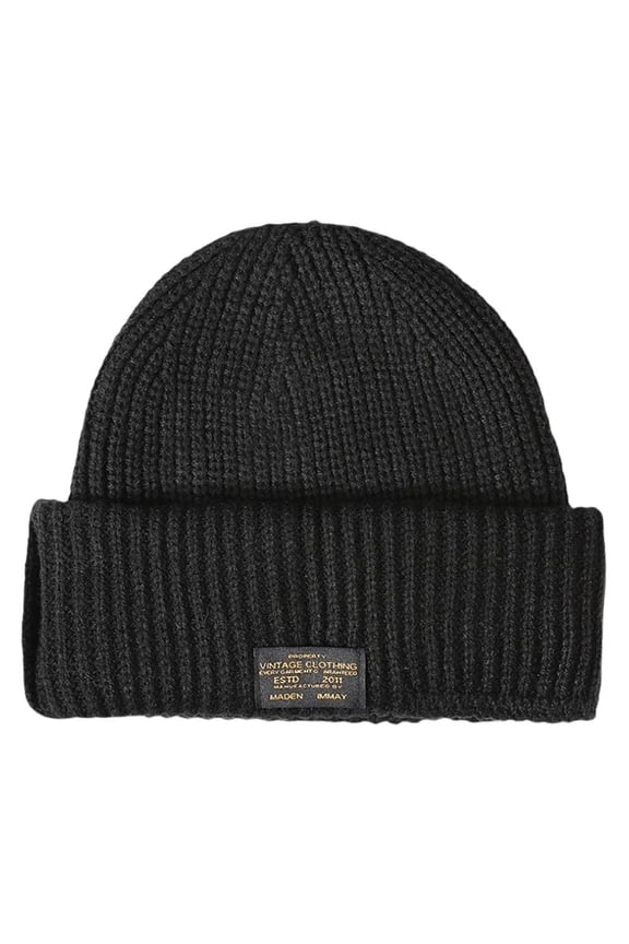 Men Women Knitted Beanie Hat Ski Cap Plain Color Warm Great for Winter Black