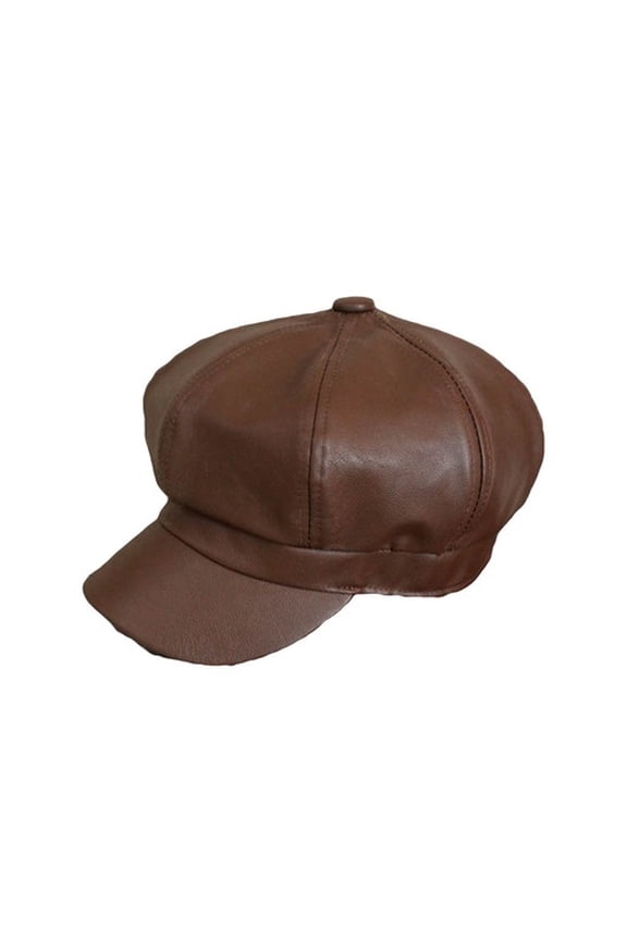 Men Women Leather Octagonal Baker Cap Gatsby Newsboy Casquette Peaked Cabbie Hat