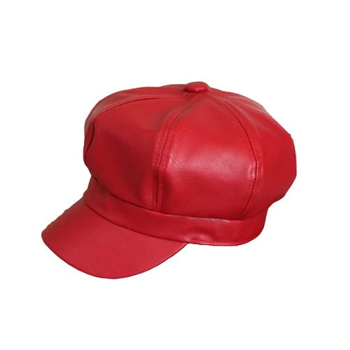 Men Women Leather Octagonal Baker Cap Gatsby Newsboy Casquette Peaked Cabbie Hat