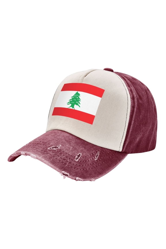 Men Women Lebanese Flag Distressed Twill Cotton Baseball Cap Vintage Adjustable Dad Hat