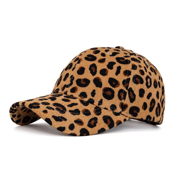 Men Women Leopard Print Corduroy Duckbill Baseball Cap Golf Adjustable Winter Warm Cap