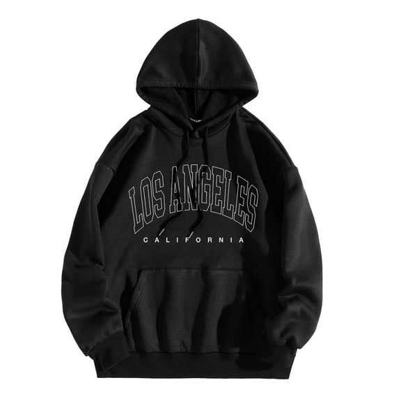 Men Women Letter Graphic Hooded Print Hooded Collar Long Sleeve Sweatshirt Tops