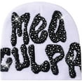 thumbnail image 1 of Men Women Letter Graphic Y2K Beanie Knitted Hats Bling Rhinestone Winter Warm Skull Cap Pullover Hat, 1 of 7
