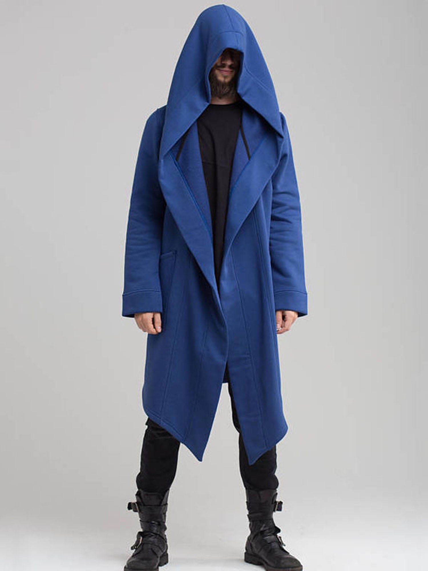 Men Women Long Hooded Jacket Overcoat Hip Hop Sweatshirt Cardigan