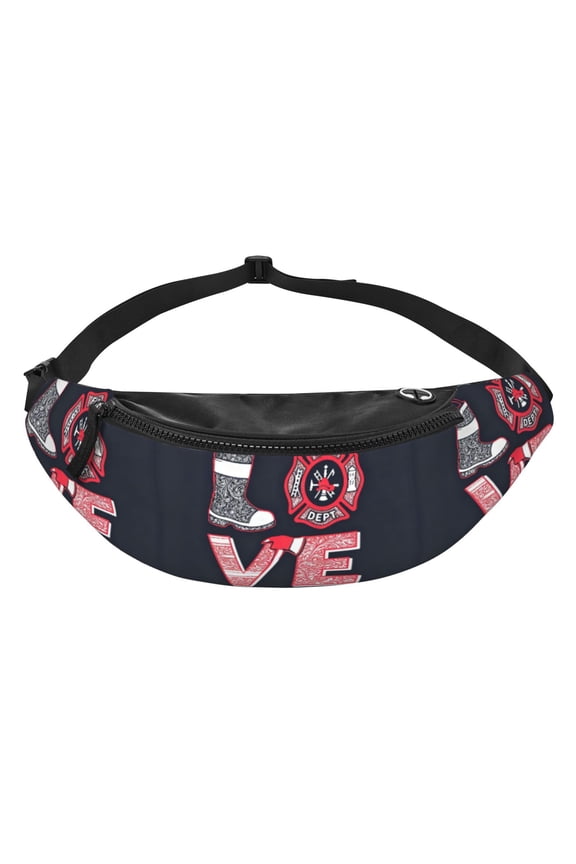 Men Women Love Firefighter Fanny Pack Crossbody Waist Belt Bag Easy Carry Any Phone Wallet