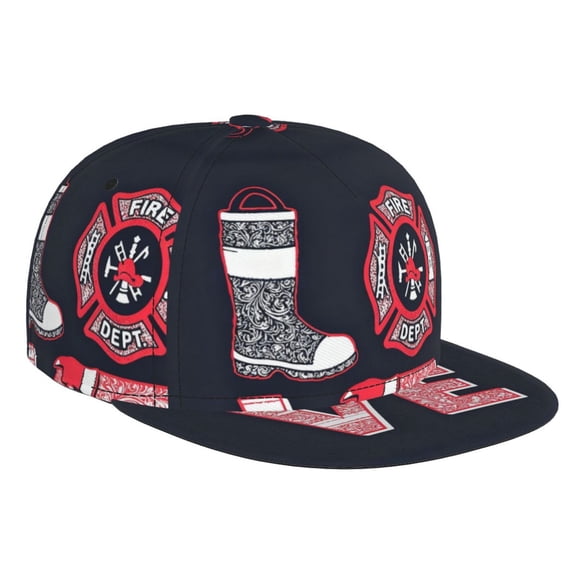 Men Women Love Firefighter Flat Brim Hat Snapback Baseball Cap