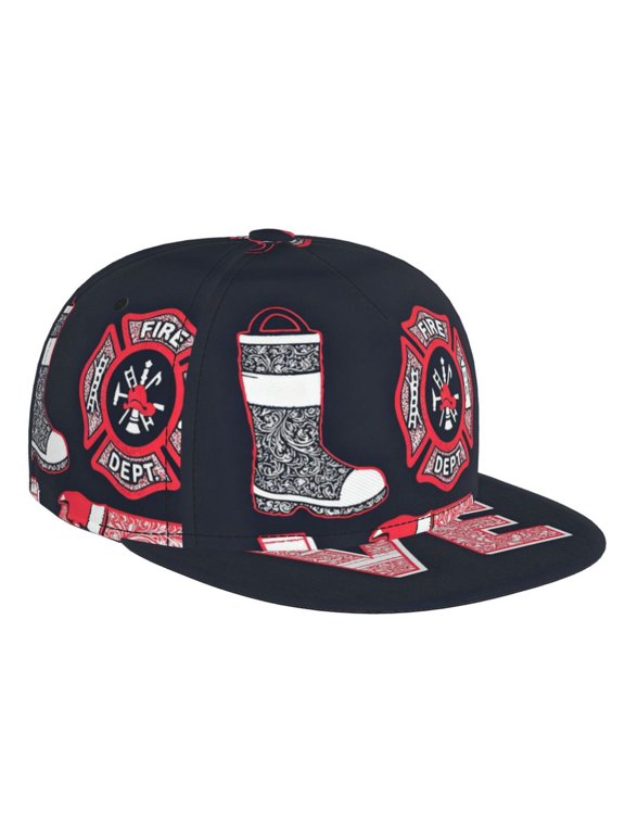 Men Women Love Firefighter Flat Brim Hat Snapback Baseball Cap