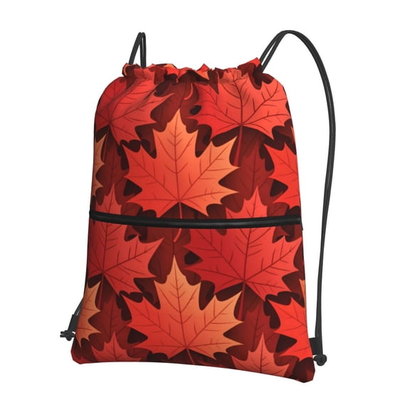 Men Women Maple Leaf Canada Sport Gym Water Resistant Sackpack Drawstring Backpack Bag