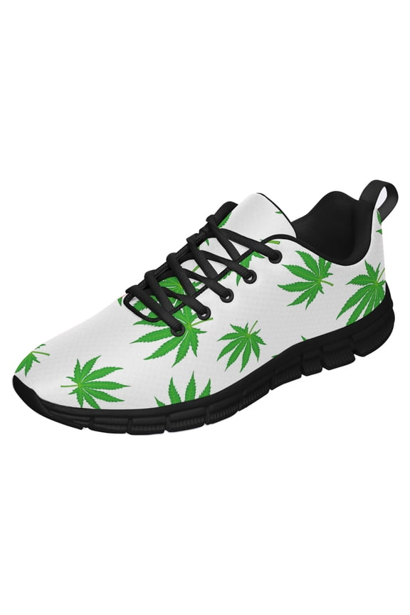 Men Women Marijuana Sneakers Pot Leaf 420 Weed Fashion Sport Running Shoes Athletic Tennis Walking Shoes Black Size 7.5