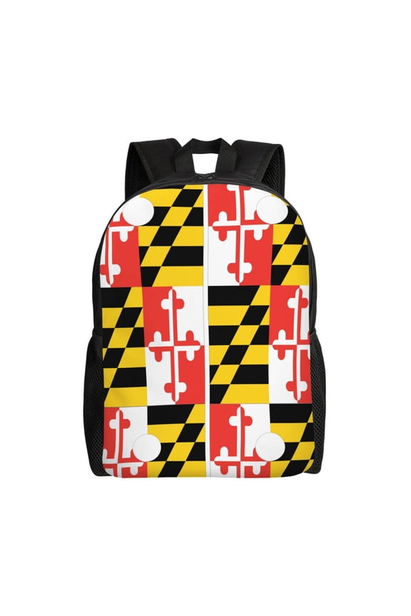 Men Women Maryland Flag Laptop Backpack For Outdoor Camping Travel Daypack Casual Bag