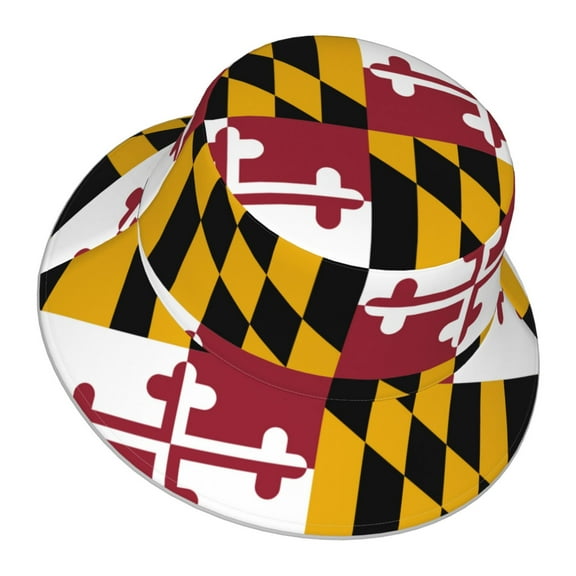 Men Women Maryland-Flag Reflective Bucket Hat Reversible Runner Cap Visor Hat