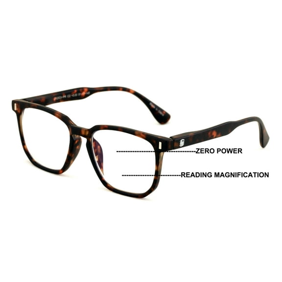 Men Women Matte Progressive Clear Reading Glasses - Anti Blue Blocker - Zero Power On Top CR20 +2.75