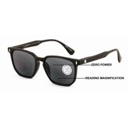 Men Women Matte Progressive Tinted Sunglasses Reader - UV Protection Bifocal Reading - Zero Power On Top CR20 +2.00