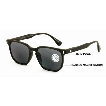 Men Women Matte Progressive Tinted Sunglasses Reader - UV Protection Bifocal Reading - Zero Power On Top CR20 +2.00