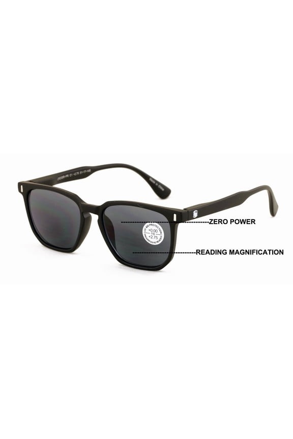Men Women Matte Progressive Tinted Sunglasses Reader - UV Protection Bifocal Reading - Zero Power On Top CR20 +2.00