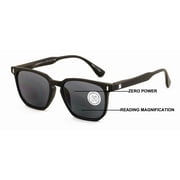 Men Women Matte Progressive Tinted Sunglasses Reader - UV Protection Bifocal Reading - Zero Power On Top CR20 +2.00