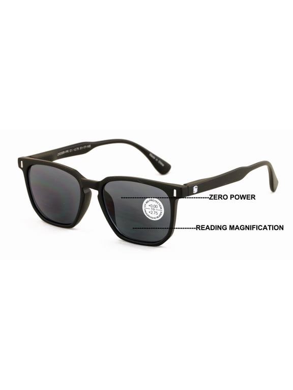 Men Women Matte Progressive Tinted Sunglasses Reader - UV Protection Bifocal Reading - Zero Power On Top CR20 +2.00