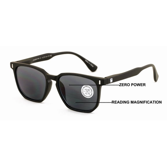 Men Women Matte Progressive Tinted Sunglasses Reader - UV Protection Bifocal Reading - Zero Power On Top CR20 +2.25