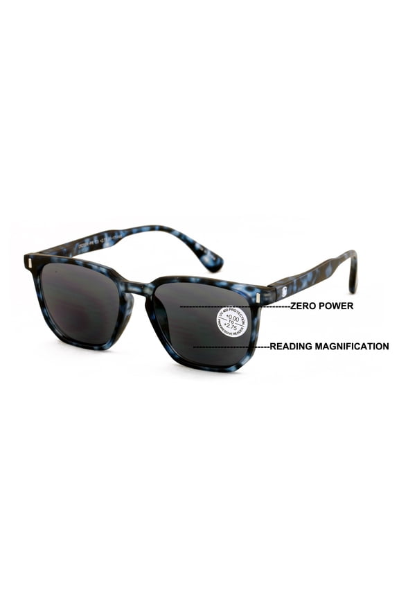 Men Women Matte Progressive Tinted Sunglasses Reader - UV Protection Bifocal Reading - Zero Power On Top CR20 +2.75