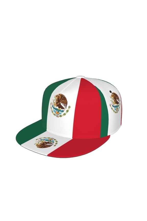 Men Women Mexican Flag Flat Bill Hip Hop Visor Snapback Hat Adjustable Baseball Cap