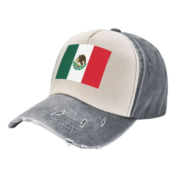 Men Women Mexico-Flag Distressed Twill Cotton Baseball Cap Vintage Adjustable Dad Hat