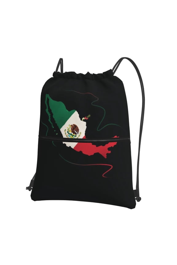Men Women Mexico-Flag-Map Sport Gym Water Resistant Sackpack Drawstring Backpack Bag