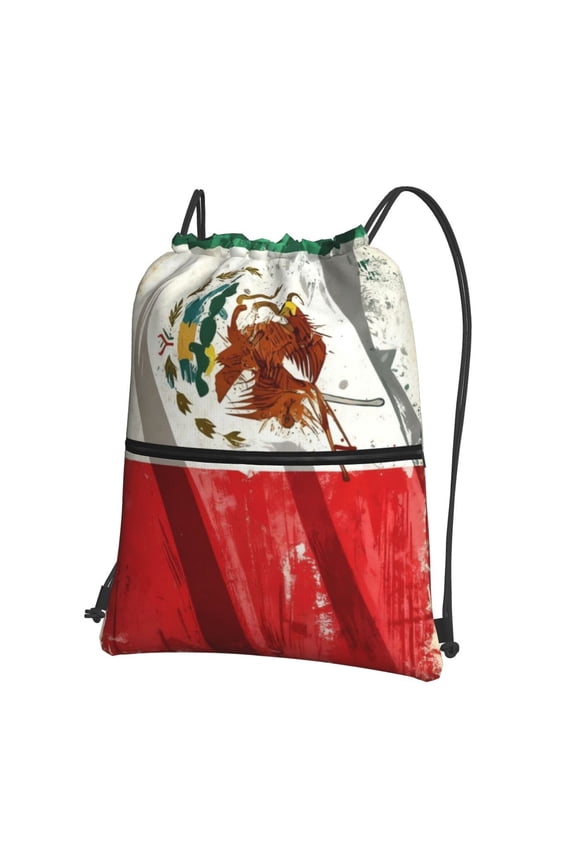 Men Women Mexico-Flag- Print Sport Gym Water Resistant Sackpack Drawstring Backpack Bag