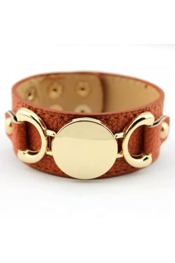 Men Women Monogram Blank Wrap Bracelet Leather Cuff Engraved Round Snap Bracelet