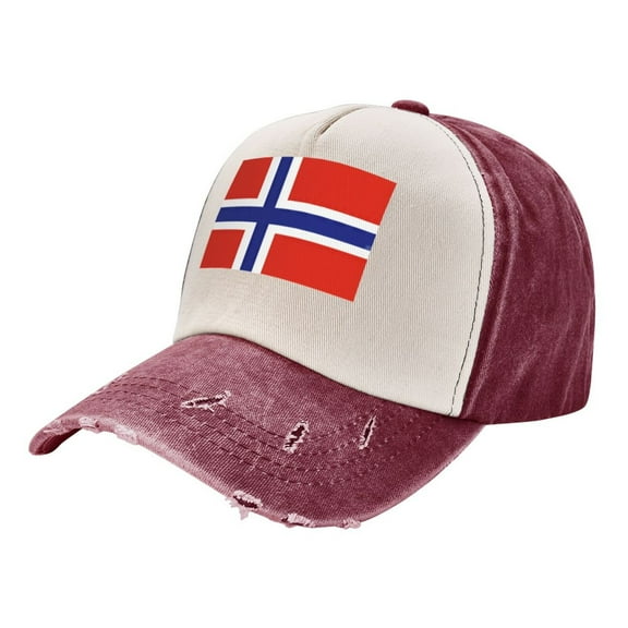 Men Women Norwegian Flag Distressed Twill Cotton Baseball Cap Vintage Adjustable Dad Hat