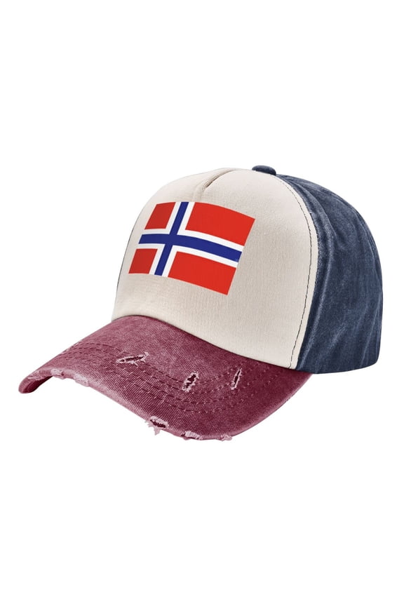 Men Women Norwegian Flag Distressed Twill Cotton Baseball Cap Vintage Adjustable Dad Hat