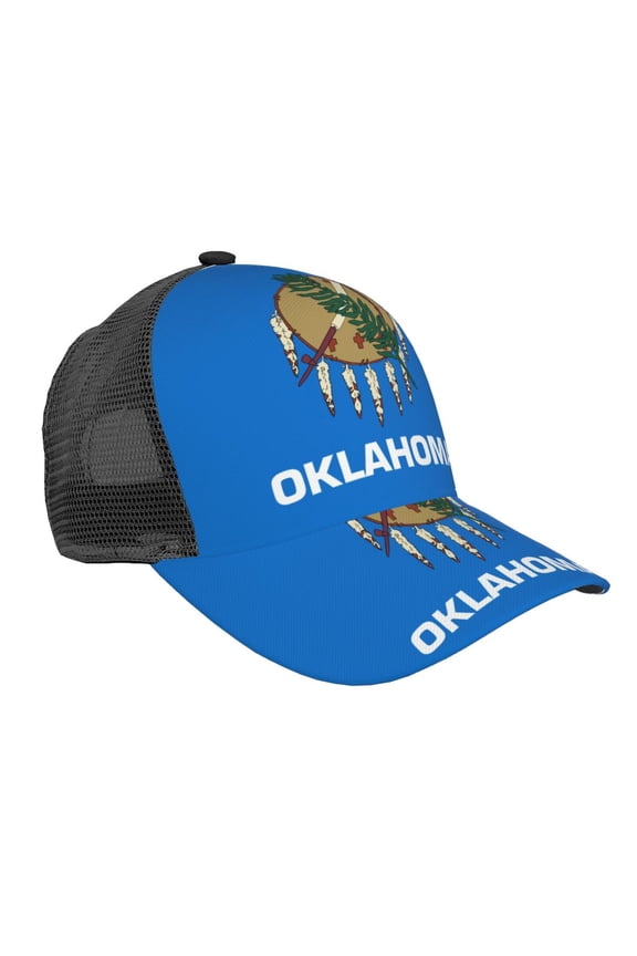 Men Women Oklahoma Flag Adjustable Trucker Hat Lightweight Mesh Back Baseball Cap One Size