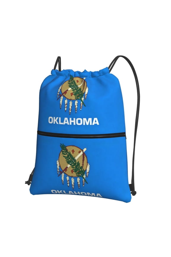 Men Women Oklahoma Flag Sport Gym Water Resistant Sackpack Drawstring Backpack Bag