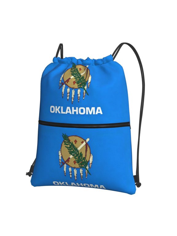 Men Women Oklahoma Flag Sport Gym Water Resistant Sackpack Drawstring Backpack Bag