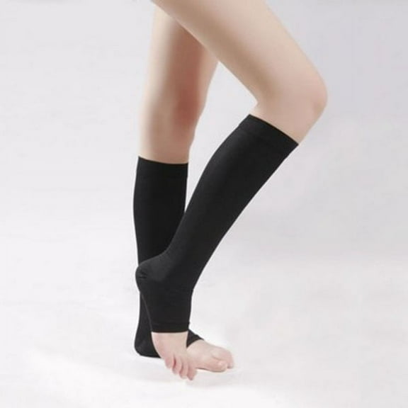 Men Women Open Toe Sports Compression Sock Toeless Knee High Support Stockings
