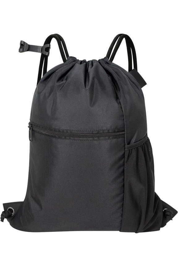 Men & Women Outdoor  Gym Sack  Drawstring Backpack Bag -black