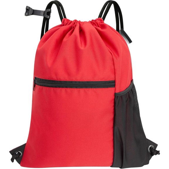 Men & Women Outdoor  Gym Sack  Drawstring Backpack Bag -red