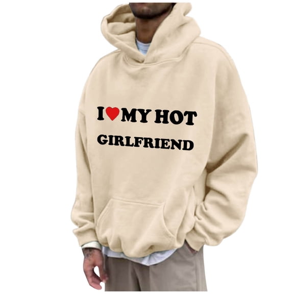 Men Women Oversized Sweatshirts Valentine'S Day Hoodie Fashion Letter Print I Lover My Girlfriend Long Sleeve Husband Gifts Clothes