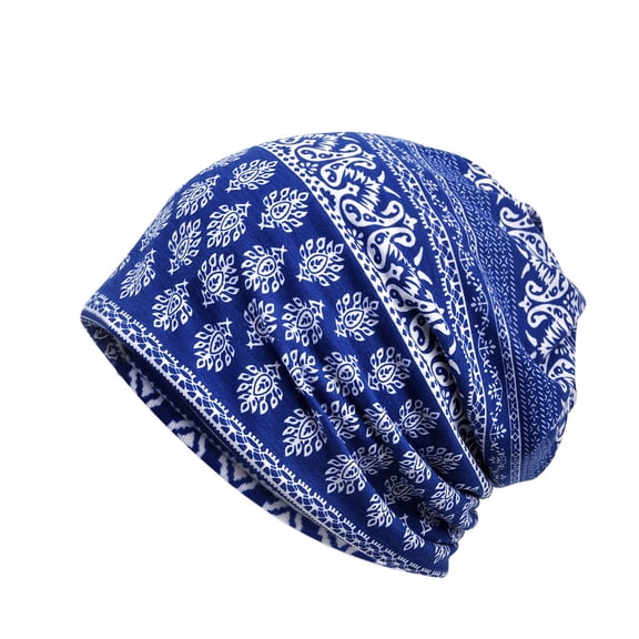 Men Women Paisley Floral Stretch Beanie Cap Neck Scarf Hat Multi-Use Baggy Hat