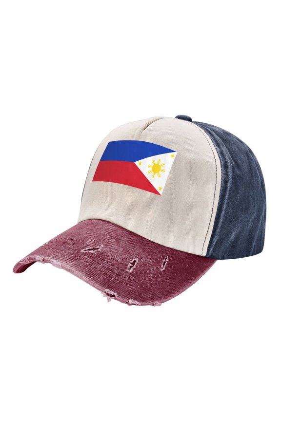 Men Women Philippines Flag Distressed Twill Cotton Baseball Cap Vintage Adjustable Dad Hat