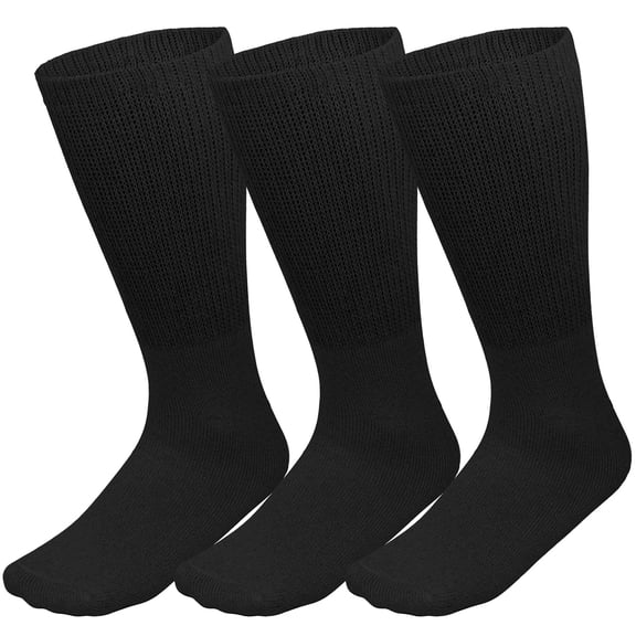 Men Women Physicians Approved Doctor Recommended Diabetic Crew Socks Cotton Loose Fitting Non Binding Top Leave No Marks on Legs Help Blood Circulation 3/6 Pairs