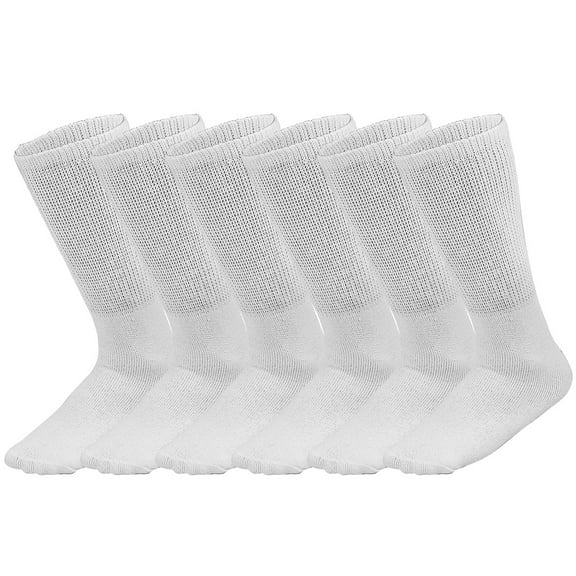 Men Women Physicians Approved Doctor Recommended Diabetic Crew Socks Cotton Loose Fitting Non Binding Top Leave No Marks on Legs Help Blood Circulation 3/6 Pairs