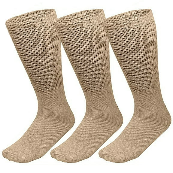 Men Women Physicians Approved Doctor Recommended Diabetic Crew Socks Cotton Loose Fitting Non Binding Top Leave No Marks on Legs Help Blood Circulation 3/6 Pairs