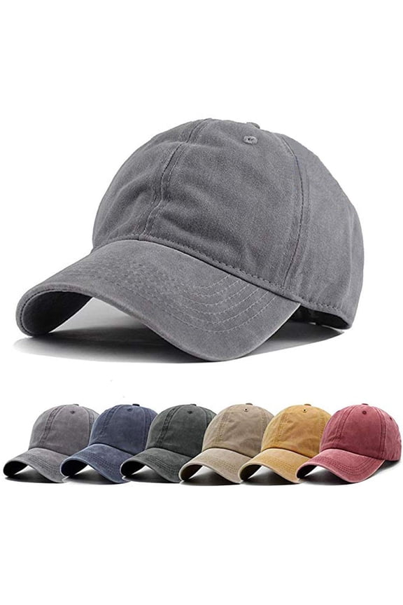 Men Women Plain Cotton Vintage Washed Twill Low Profile Baseball Cap Adjustable Distressed Dad Hat
