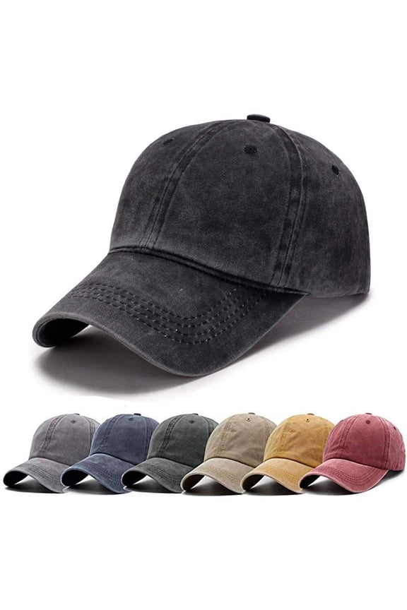 Men Women Plain Cotton Vintage Washed Twill Low Profile Baseball Cap Adjustable Distressed Dad Hat