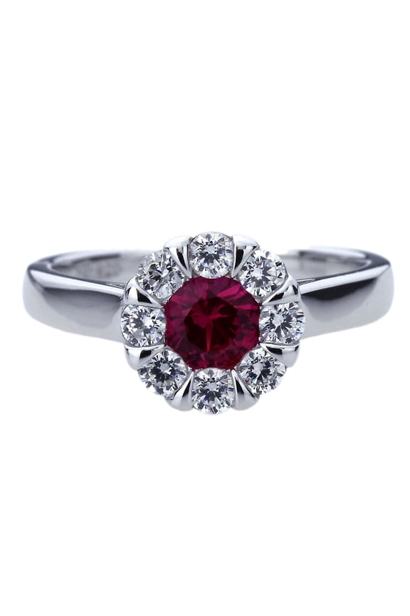 Men Women Platinum Plated Sterling Silver 0.5ct Simulated Ruby CZ Illusion Set Wedding Engagement Ring ( Size 5 to 9 )