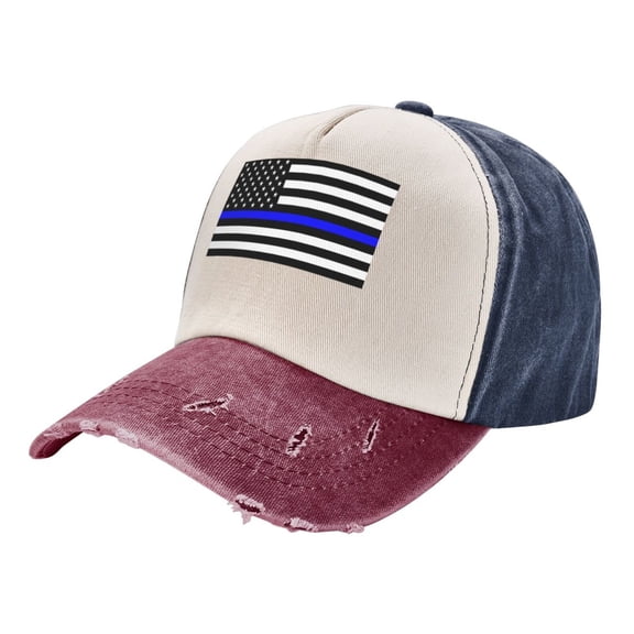 Men Women Police Thin Blue Line Flag Distressed Twill Cotton Baseball Cap Vintage Adjustable Dad Hat