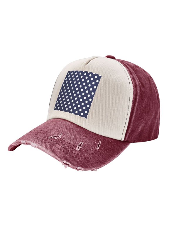 Men Women Polka Dot Navy Pattern Baseball Cap Golf Dad Hat Adjustable Low Profile Cotton Hat
