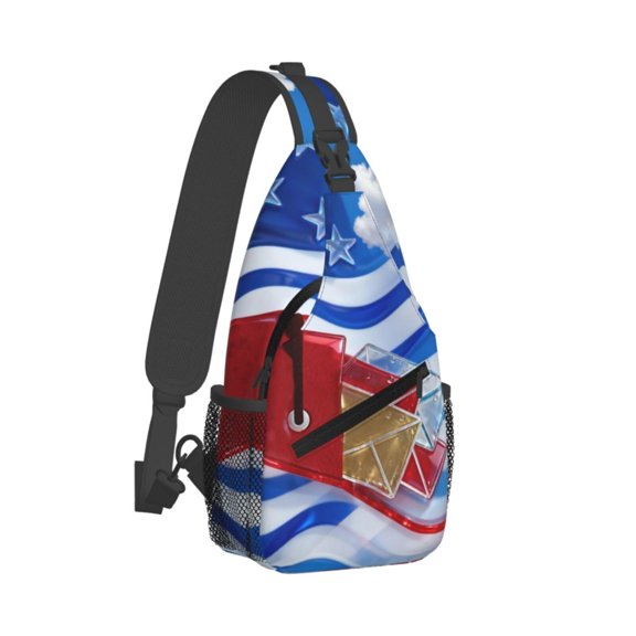 Men Women Postal Worker Us Flag Sling Crossbody Chest Bag Backpack with Convertible Shoulder Strap