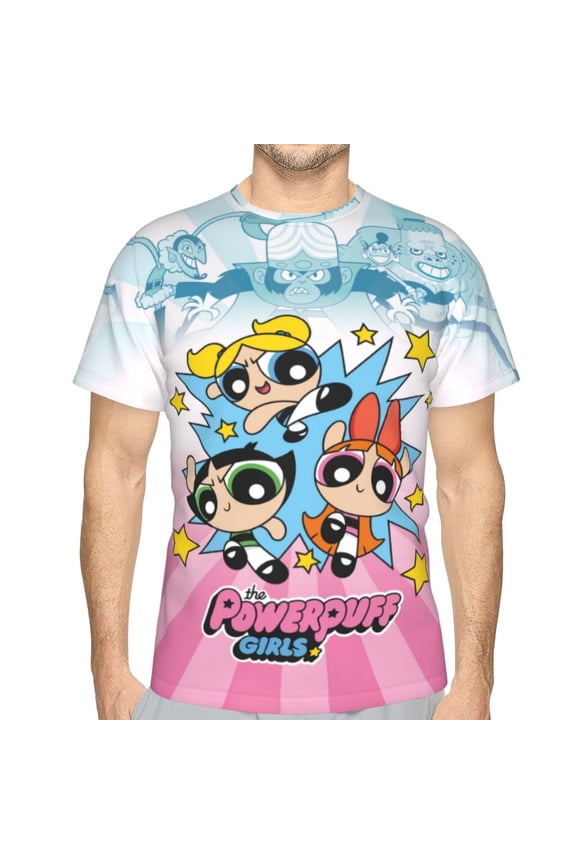 Men Women Powerpuff Girls Shirts Short Sleeve Cosplay Adults Anime T-Shirts Crew Neck 3d Printed Tee Tops